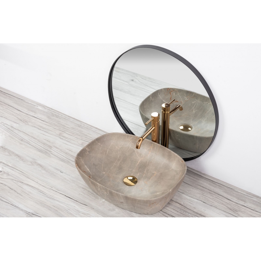 REA-U6647 - Opzetwastafel FREJA 39,5x51 cm keramiek/grijs/marmerdecor