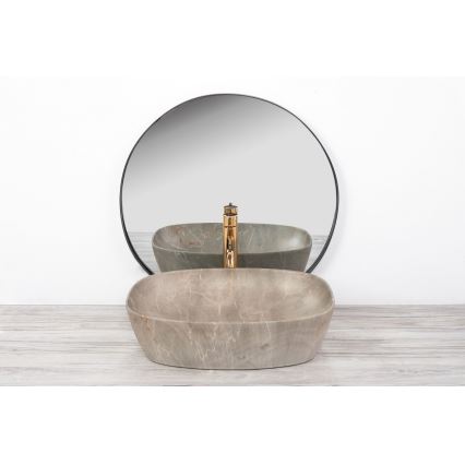 REA-U6647 - Opzetwastafel FREJA 39,5x51 cm keramiek/grijs/marmerdecor