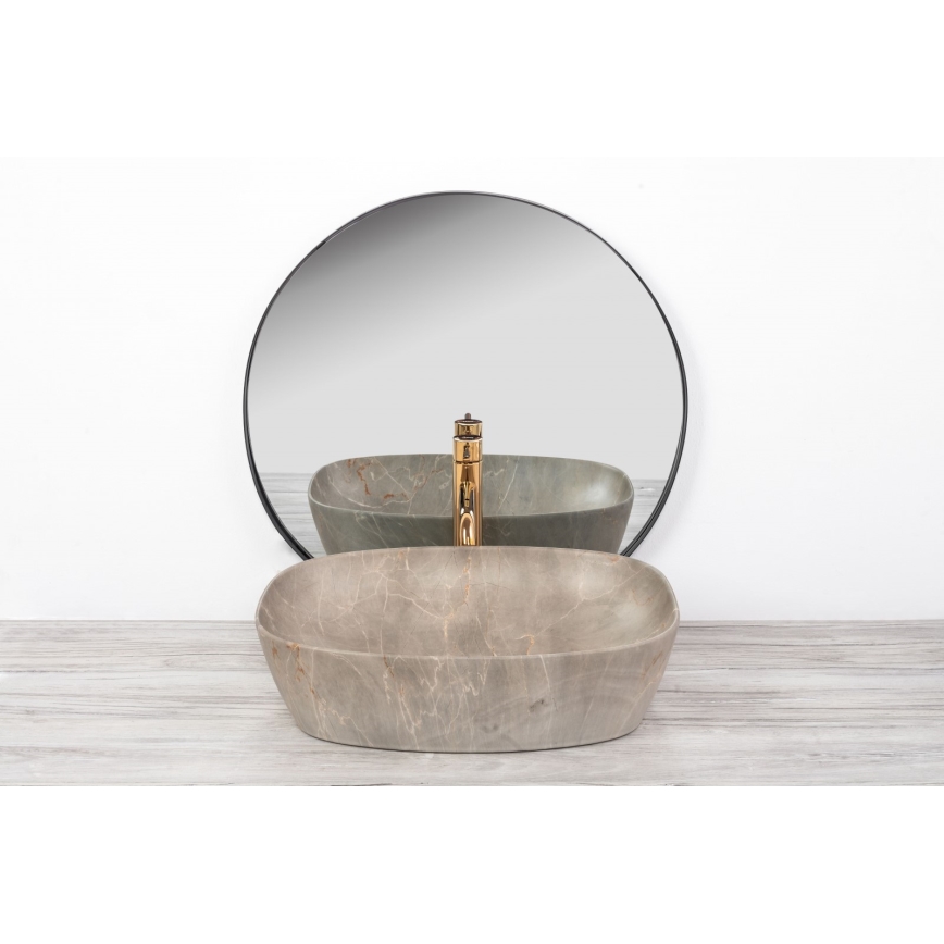 REA-U6647 - Opzetwastafel FREJA 39,5x51 cm keramiek/grijs/marmerdecor