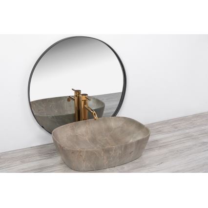 REA-U6647 - Opzetwastafel FREJA 39,5x51 cm keramiek/grijs/marmerdecor