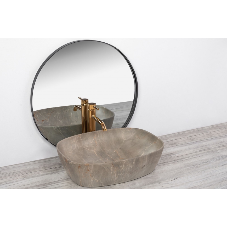 REA-U6647 - Opzetwastafel FREJA 39,5x51 cm keramiek/grijs/marmerdecor