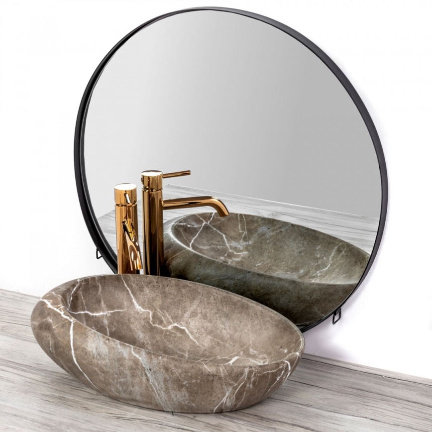 REA-U6650 - Opzetwastafel ROXY 31x49 cm keramiek/grijs/marmerdecor