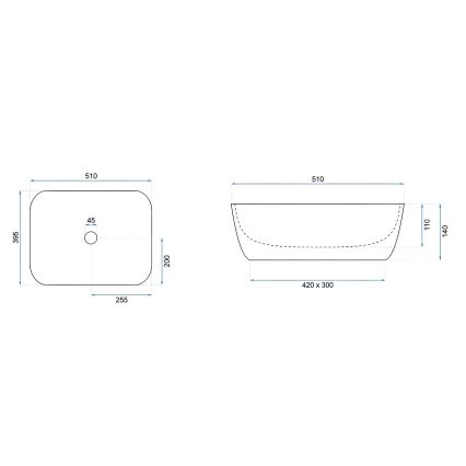 REA-U6689 - Opbouwwastafel FREJA 39,5x51 cm keramiek/beige/steenlook