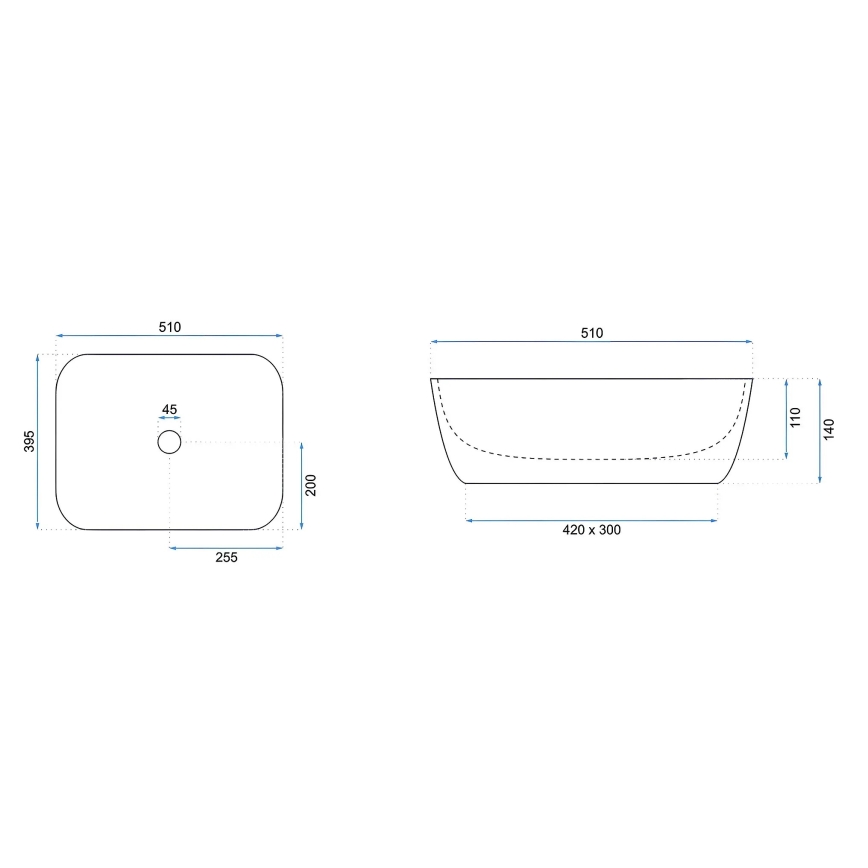 REA-U6689 - Opbouwwastafel FREJA 39,5x51 cm keramiek/beige/steenlook