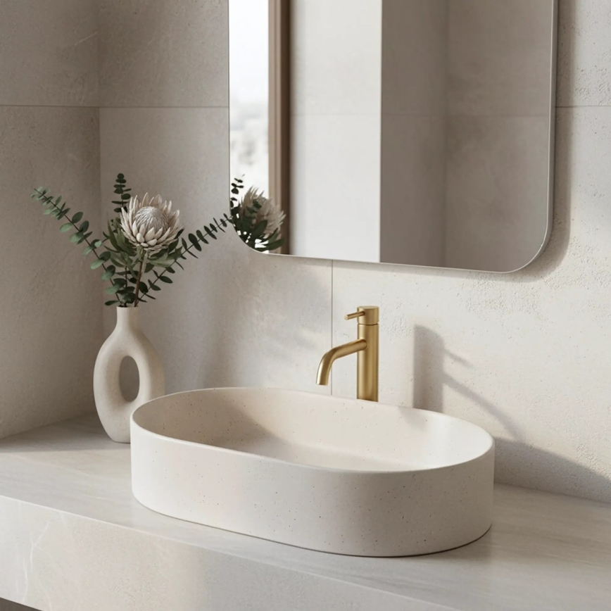 REA-U7341 - Opzetwastafel NADIA 38,5 x 61 cm keramiek/crème