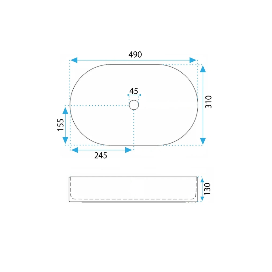 REA-U7342 - Opzetwastafel VANDA 31x49 cm keramiek/beige/steenlook