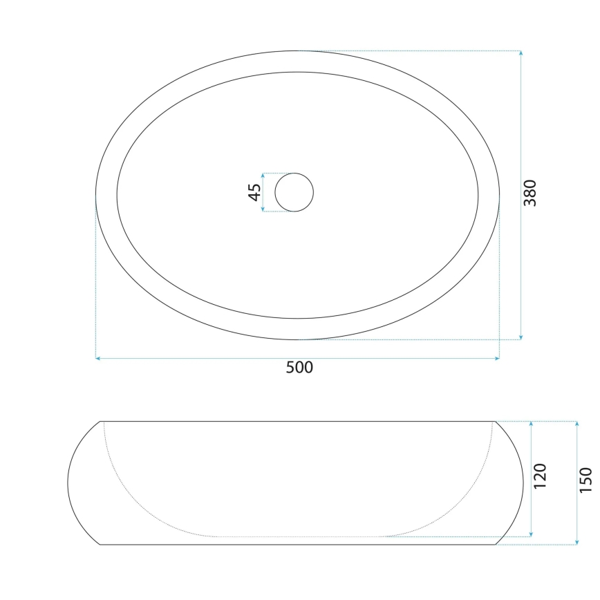 REA-U7347 - Opzetwastafel MIKA 38x50 cm beige/steenlook