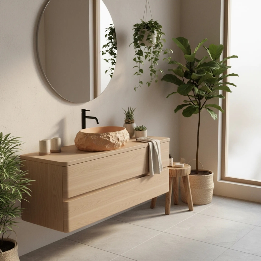 REA-U7348 - Opzetwastafel MIKA 38x50 cm oranje/beige/steenlook