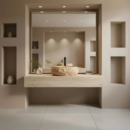 REA-U7348 - Opzetwastafel MIKA 38x50 cm oranje/beige/steenlook
