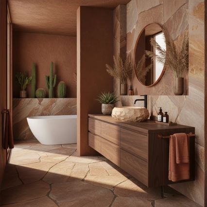 REA-U7348 - Opzetwastafel MIKA 38x50 cm oranje/beige/steenlook