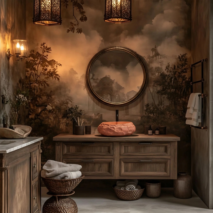 REA-U7349 - Opzetwastafel MIKA 38x50 cm, oranje/steenimitatie