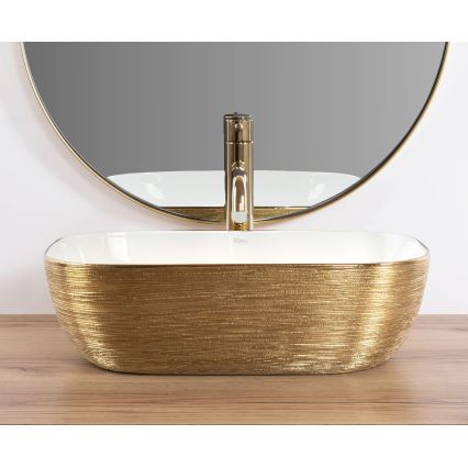 REA-U7422 - Opzetwastafel BELINDA 33x46,5 cm keramiek/wit/goud
