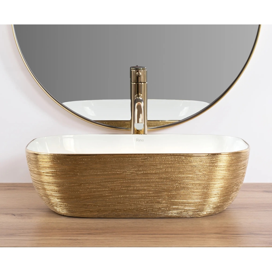 REA-U7422 - Opzetwastafel BELINDA 33x46,5 cm keramiek/wit/goud