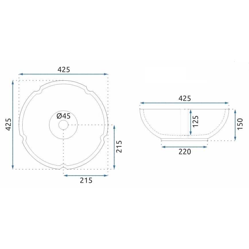 REA-U7504 - Opzetwaskom FELICIA Ø 42,5 cm, keramiek met bloemmotief