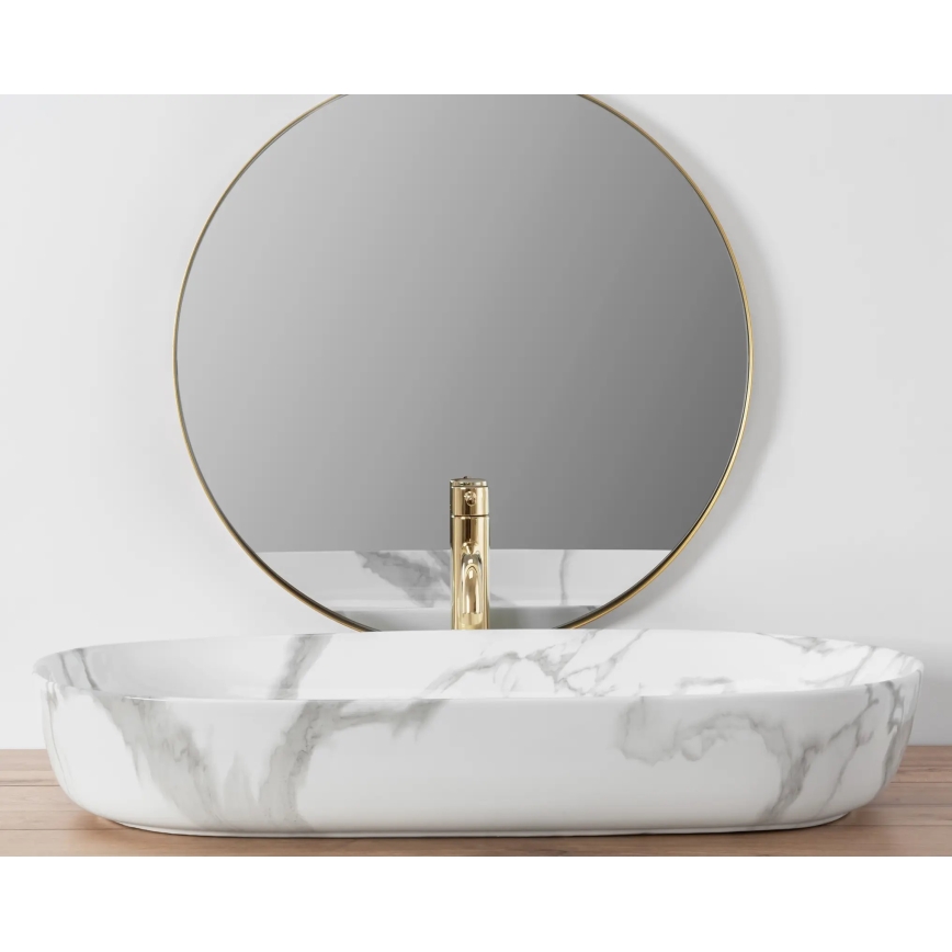REA-U8403 - Opbouwwastafel CLEO 41x81 cm keramiek/marmerdecor