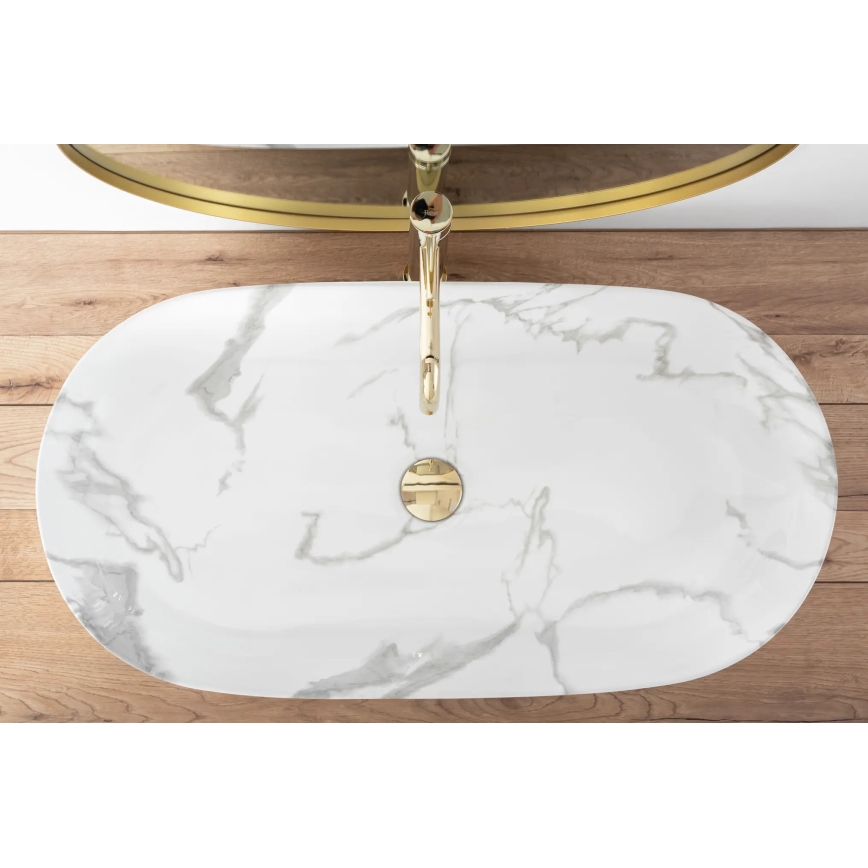 REA-U8403 - Opbouwwastafel CLEO 41x81 cm keramiek/marmerdecor