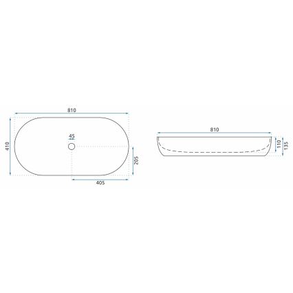 REA-U8403 - Opbouwwastafel CLEO 41x81 cm keramiek/marmerdecor