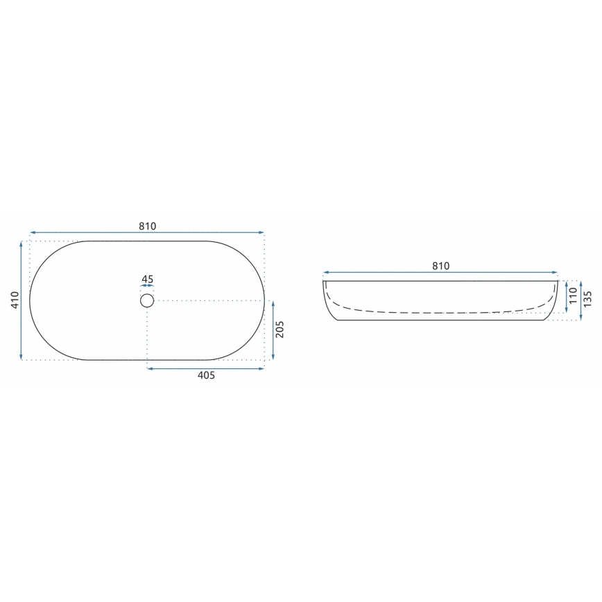 REA-U8403 - Opbouwwastafel CLEO 41x81 cm keramiek/marmerdecor