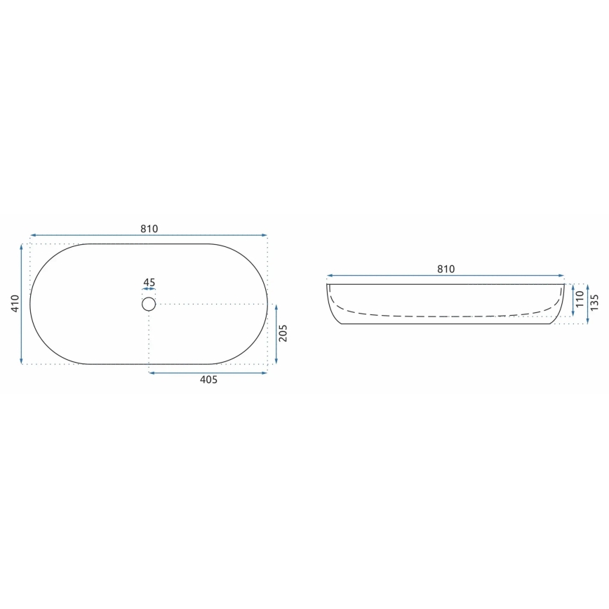 REA-U8404 - Opzetwastafel CLEO 41x81 cm keramiek/wit/marmerdecor