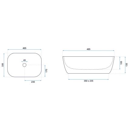REA-U8470 - Opzetwastafel BELINDA 33,5x46,5 cm keramiek/mat zwart