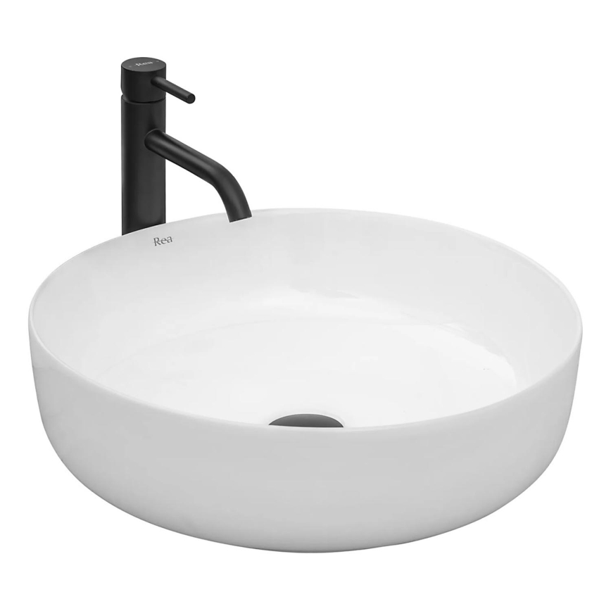 REA-U8493 - Opbouwwastafel ELMA Ø 45 cm keramiek/hoogglans wit