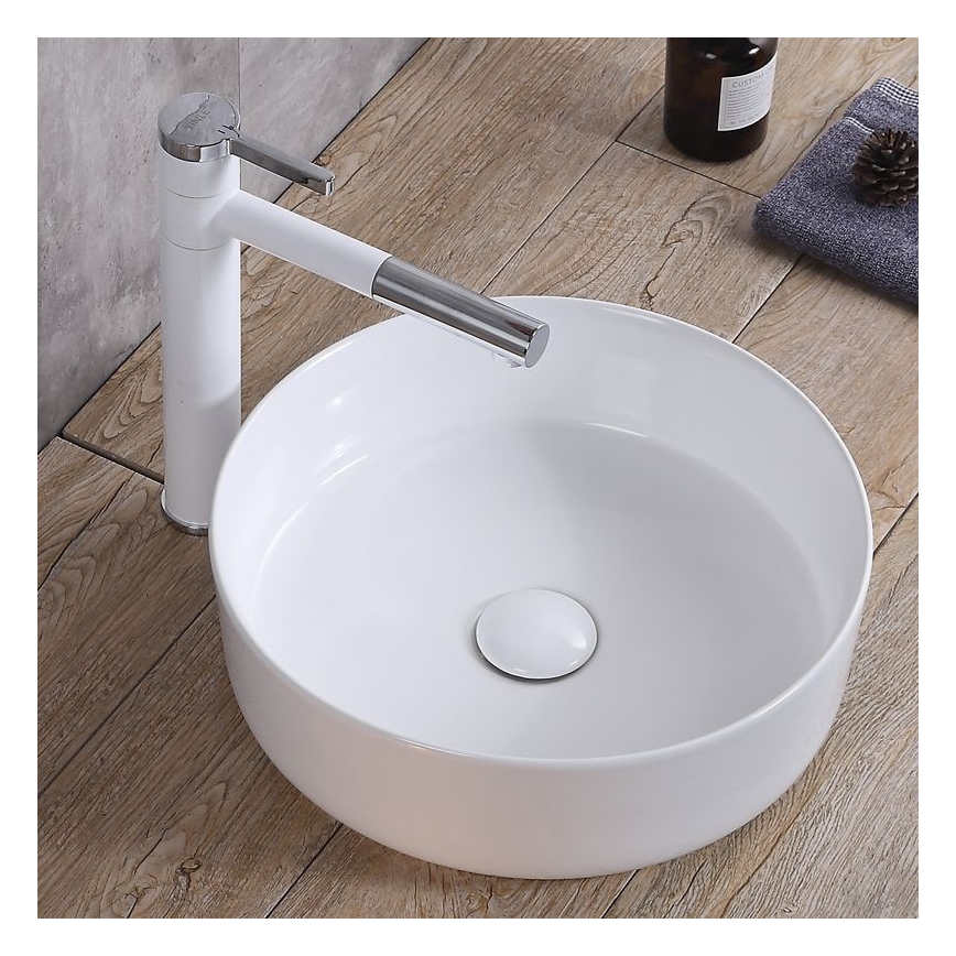 REA-U8493 - Opbouwwastafel ELMA Ø 45 cm keramiek/hoogglans wit