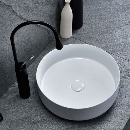REA-U8493 - Opbouwwastafel ELMA Ø 45 cm keramiek/hoogglans wit