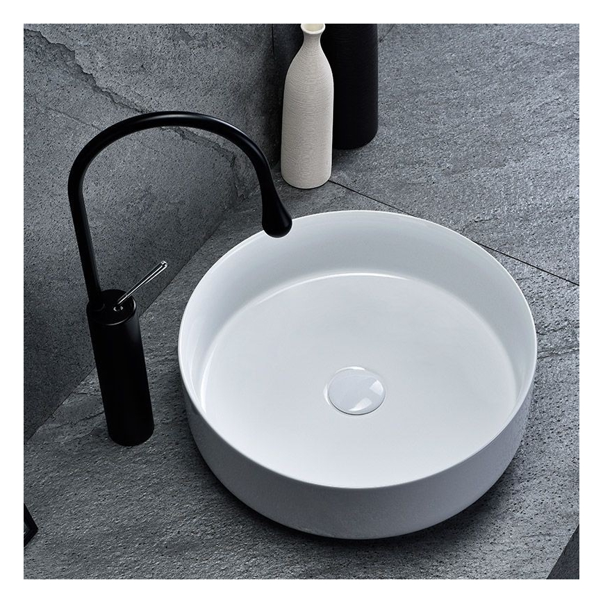 REA-U8493 - Opbouwwastafel ELMA Ø 45 cm keramiek/hoogglans wit