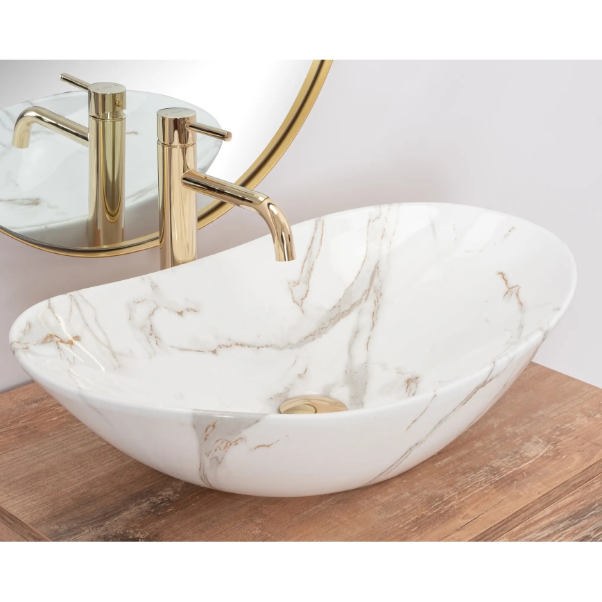 REA-U8548 - Opzetwastafel ROYAL 36x60,5 cm keramiek/marmerdecor