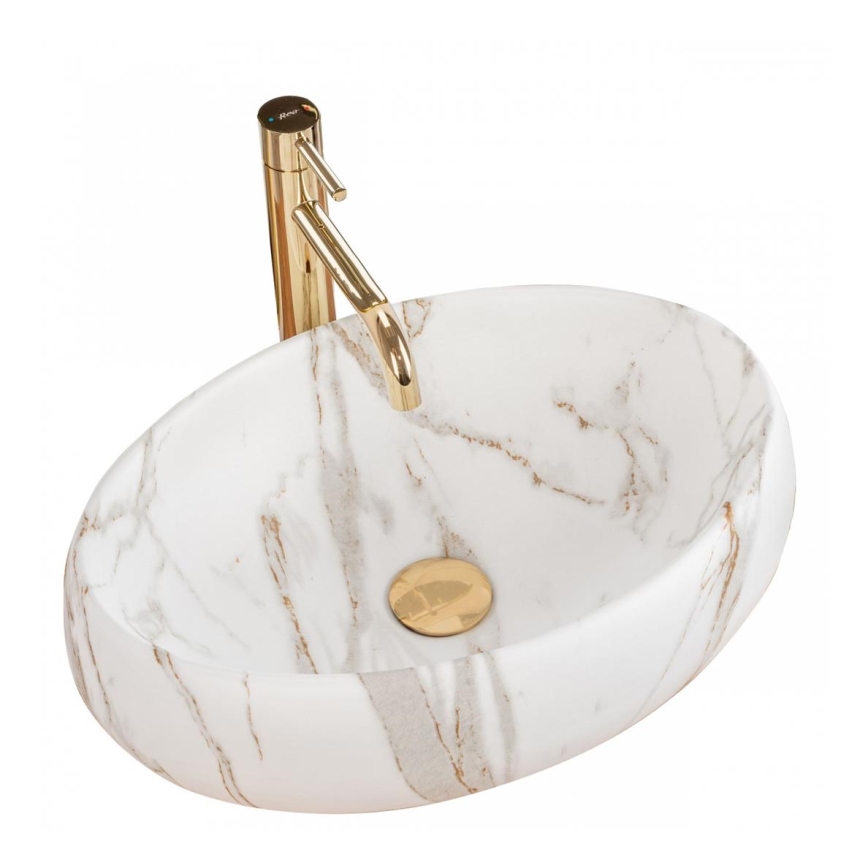 REA-U8568 - Opzetwastafel LINDA 34x48,5 cm keramiek/marmerdecor