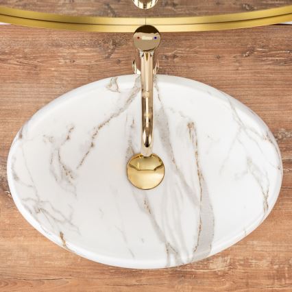 REA-U8568 - Opzetwastafel LINDA 34x48,5 cm keramiek/marmerdecor