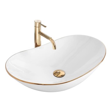 REA-U8570 - Opzetwastafel ROYAL 36x62 cm keramiek/glanzend wit/goud