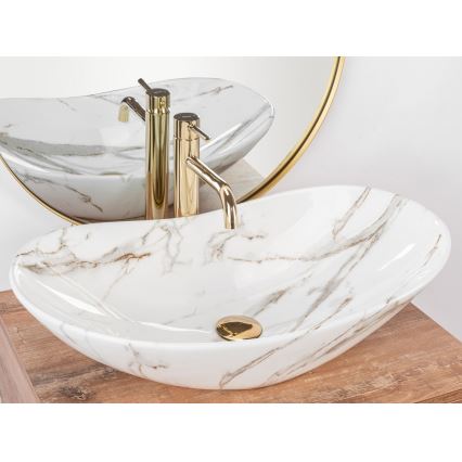 REA-U8597 - Opzetwastafel ROYAL 36x62 cm keramiek/marmerdecor
