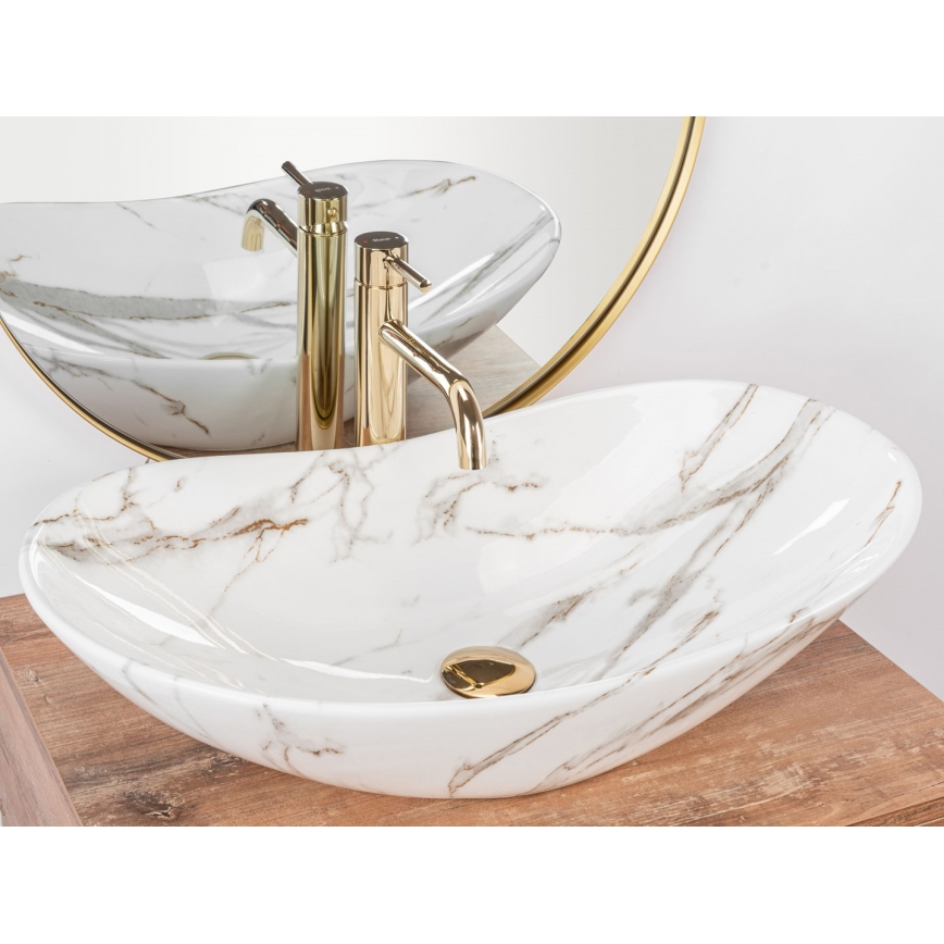 REA-U8597 - Opzetwastafel ROYAL 36x62 cm keramiek/marmerdecor