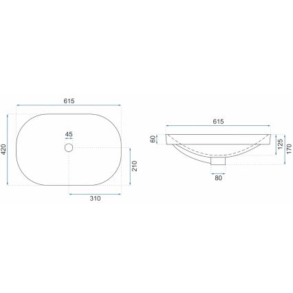REA-U8700 - Opzetwastafel ARLETA 42x61,5 cm keramiek/hoogglans wit