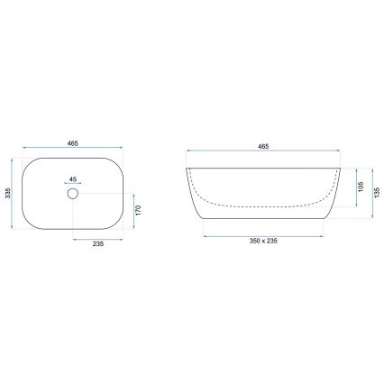 REA-U8736 - Opbouwwastafel BELINDA 33,5x46,5 cm keramiek/wit/goud