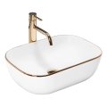 REA-U8736 - Opzetwastafel BELINDA 33,5x46,5 cm keramiek/wit/goud