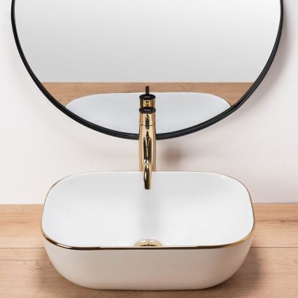 REA-U8736 - Opzetwastafel BELINDA 33,5x46,5 cm keramiek/wit/goud