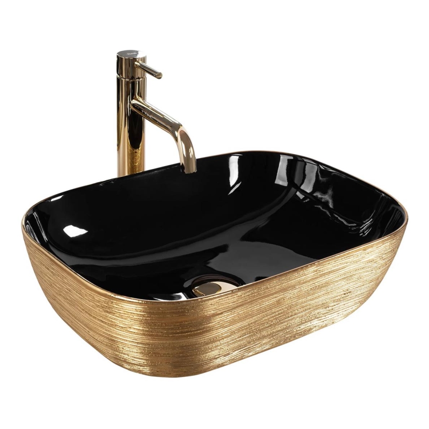 REA-U8780 - Opbouwwastafel BELINDA 33x46,5 cm keramiek/zwart/goud