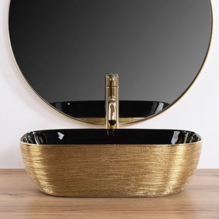 REA-U8780 - Opbouwwastafel BELINDA 33x46,5 cm keramiek/zwart/goud