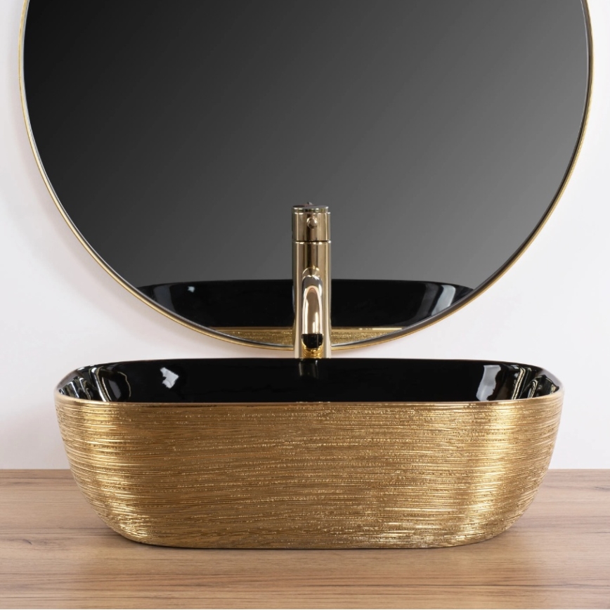 REA-U8780 - Opbouwwastafel BELINDA 33x46,5 cm keramiek/zwart/goud