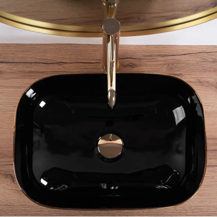 REA-U8780 - Opbouwwastafel BELINDA 33x46,5 cm keramiek/zwart/goud