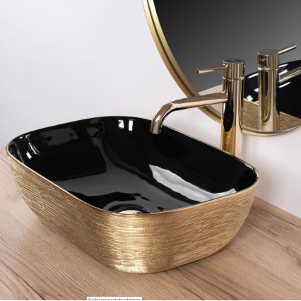 REA-U8780 - Opbouwwastafel BELINDA 33x46,5 cm keramiek/zwart/goud
