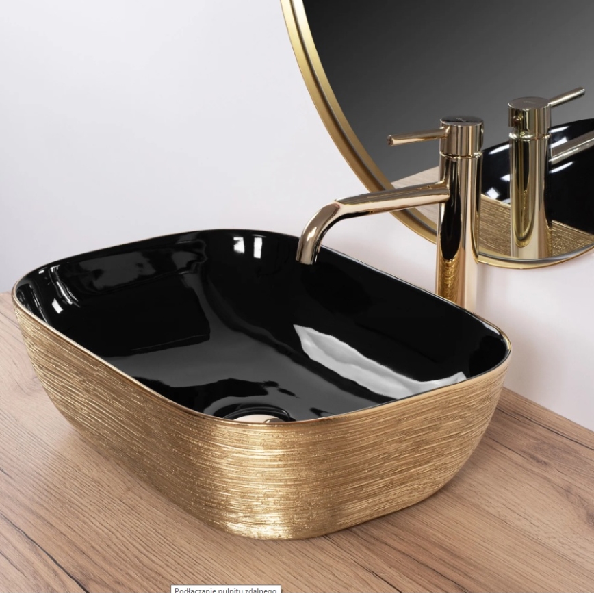 REA-U8780 - Opbouwwastafel BELINDA 33x46,5 cm keramiek/zwart/goud