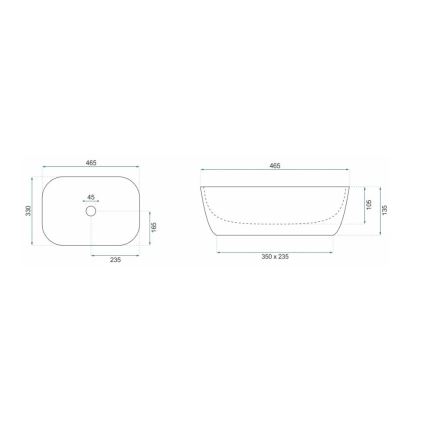 REA-U8780 - Opbouwwastafel BELINDA 33x46,5 cm keramiek/zwart/goud