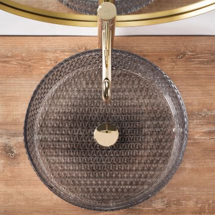 REA-U8880 - Opzetwastafel CRISTAL Ø 39 cm glas/rookgrijs