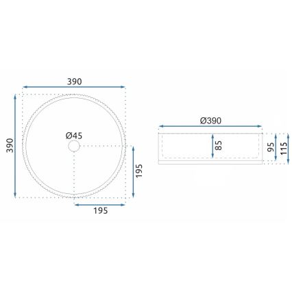 REA-U8880 - Opzetwastafel CRISTAL Ø 39 cm glas/rookgrijs