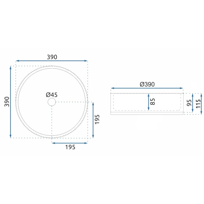 REA-U8880 - Opzetwastafel CRISTAL Ø 39 cm glas/rookgrijs