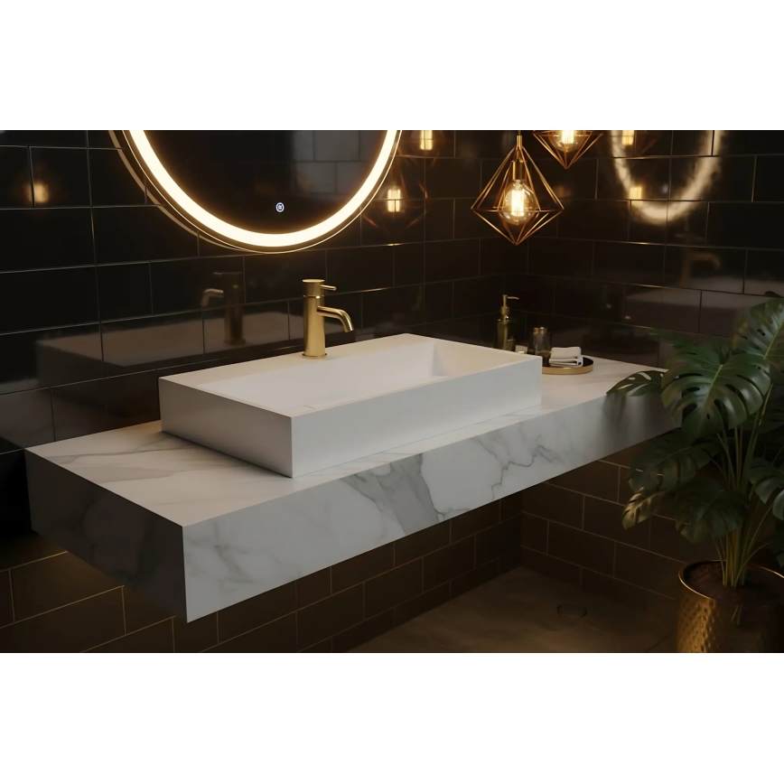 REA-U8900 - Opbouwwastafel GOYA 37x50 cm composiet/mat wit