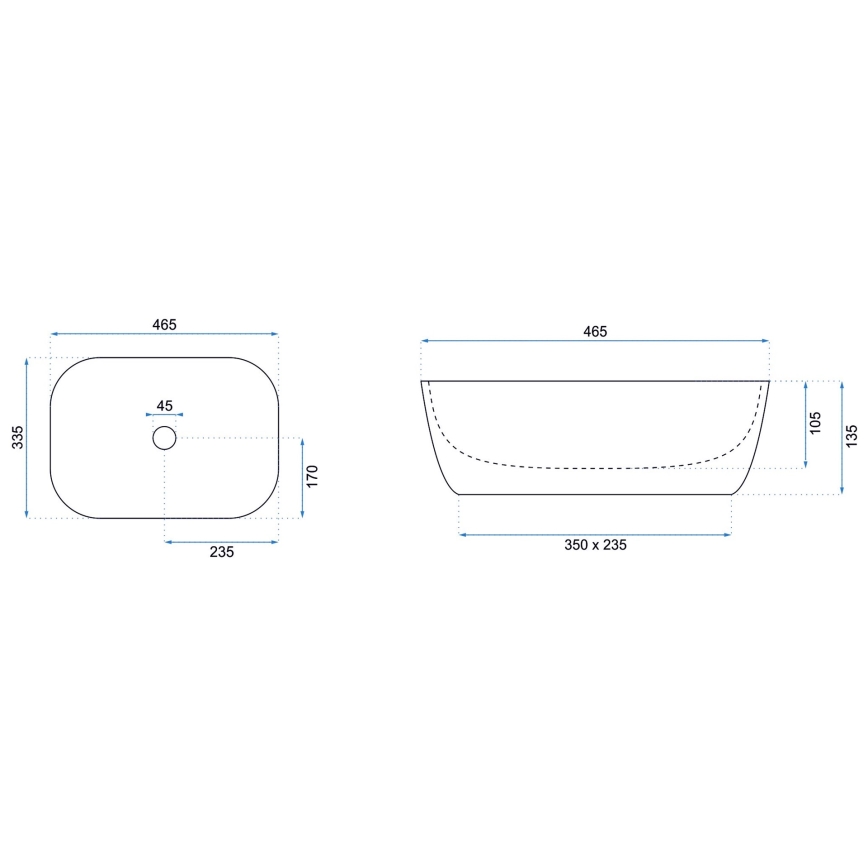 REA-U8908 - Opzetwastafel BELINDA 33,5x46,5 cm keramiek/zwart/marmerdecor